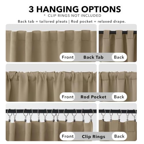 Deconovo Khaki Blackout Curtains - 45 Inch Thermal Insulated Drapes
