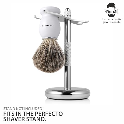 Perfecto 100% Pure Badger Hair Shaving Brush - White Handle
