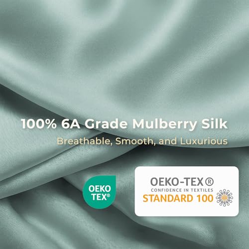 LumeSilk Pure Silk Scrunchies - 100% Mulberry Silk (Emerald, Sage & Mint Green, 3 Pack)