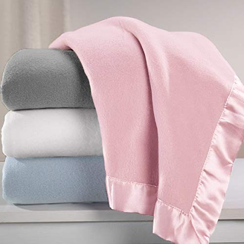 TL Care Cozy Fleece Blanket with Satin Trim - 30" x 40" - Gray