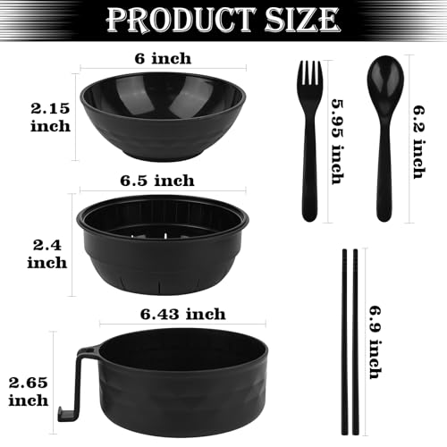 HUAKENER Microwave Ramen Bowl Set - 38 oz with Lid & Utensils