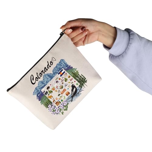 Colorado Map Cosmetic Bag - Durable Canvas Makeup Pouch for Travel