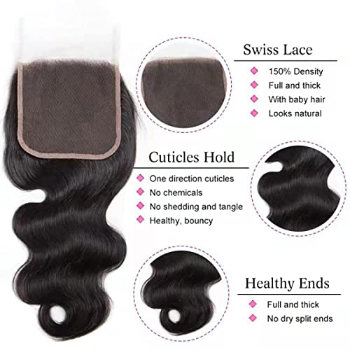 OLFORY 5x5 HD Lace Closure Human Hair Body Wave 12 Inch Brazilian Virgin Hair