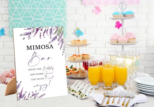 Lavender Purple Mimosa Bar Sign - Wooden Bridal Shower Table Decor