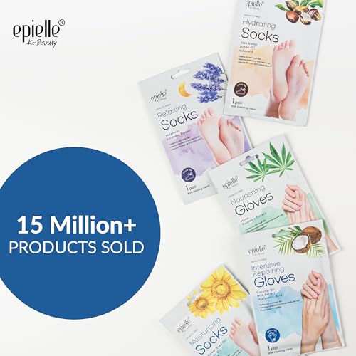 Epielle Intensive Repairing Hand Mask Gloves with Coconut Oil & Milk Extract - Deep Moisturizing, Rejuvenating, Self Care Gift for Women