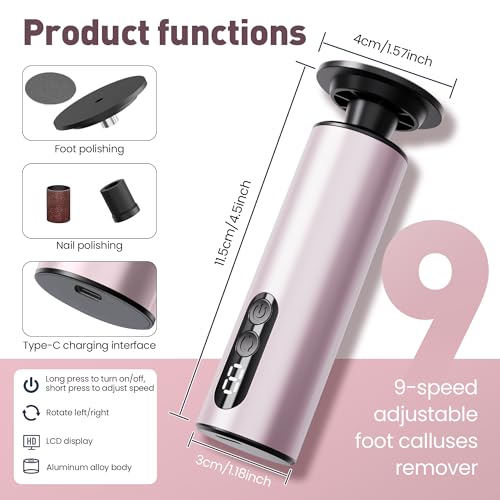 MUXUN Pink Mini 2-in-1 Rechargeable Electric Foot Callus Remover