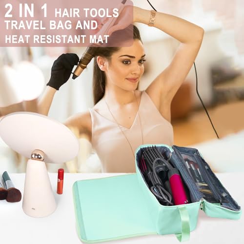 FAMOPLAY Hair Tools Travel Bag with Heat Resistant Mat, Large Organizer