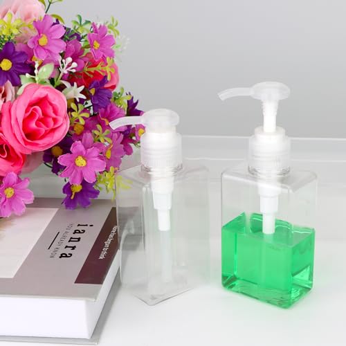 Jansburg 150ml Refillable Pump Bottle Dispenser - 2 Pack, Leakproof Clear Lotion Pump for Essential Oils, Soaps & Shampoos