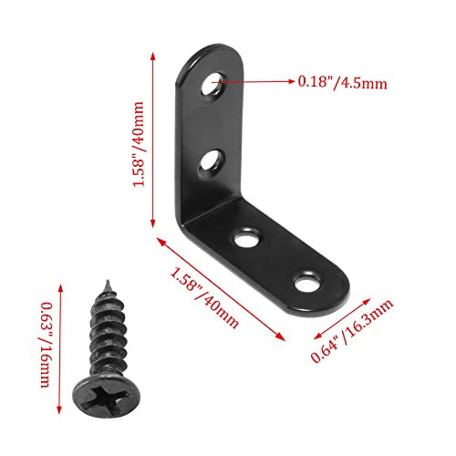20 Pcs Black Stainless Steel L Brackets for Furniture Repair