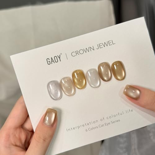 GAOY Cat Eye Gel Nail Polish Kit - 6 Colors with Magnet