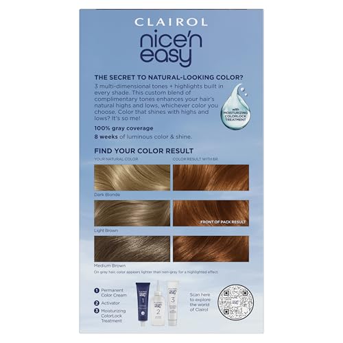 Clairol Nice'n Easy Permanent Hair Dye, 6R Light Auburn | 100% Gray Coverage | Long?Lasting, Natural?Looking Color & Shine | Pack of 1