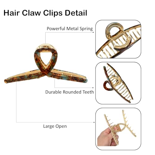 Fiwnpow 2-Pack Large Butterfly Hair Claw Clips - Acetate & Alloy Frame