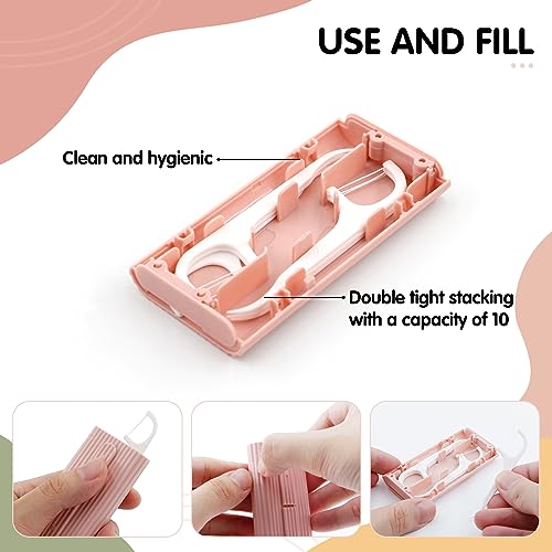 RAZOKO Portable Dental Floss Case with 10 Picks - Reusable Travel Floss Dispenser, 2 Pack