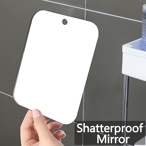 Fogless Shower Mirror for Shaving - 8x6 Inch, Shatterproof & Wall-Mounted
