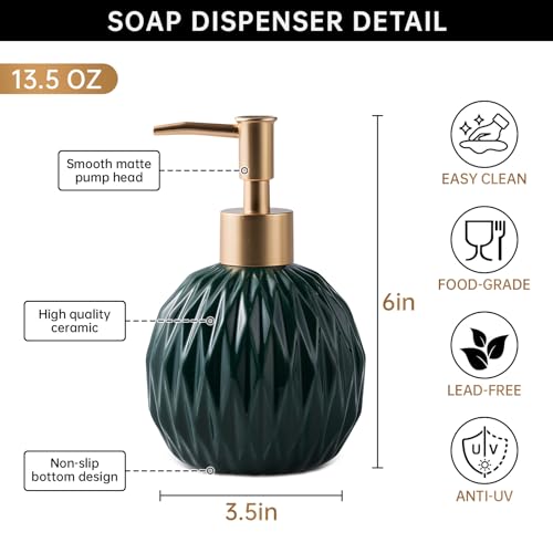 Ceramic Gold Soap Dispenser 400ml Green - BECHOICEN