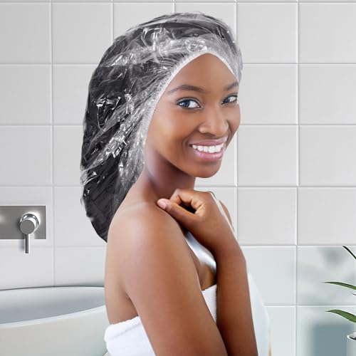 50 PCS Extra Large Disposable Shower Caps - Waterproof Elastic Hair Covers