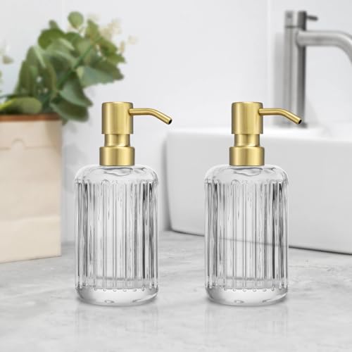 304 Stainless Steel Soap Dispenser Pump Replacement - 2 Pack, Brushed Gold