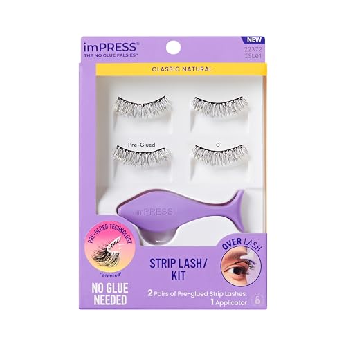 imPRESS Pre-Glued Strip Lash Kit - Classic Natural, 2 Pairs