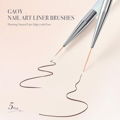 Professional Nail Art Liner Brush Set - 5 Sizes for Detailed Designs