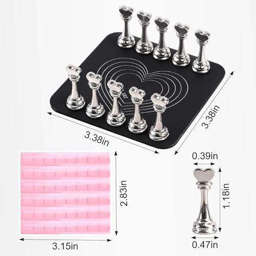 ANGNYA Grey Magnetic Nail Stand for Press-Ons, Reusable 10-Peg Display Holder with Mounting Tapes