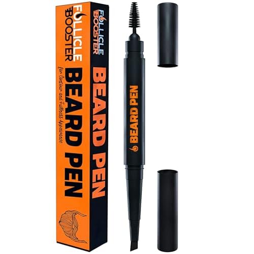 Beard Pen Filler for Men - Barber Styling Grooming Pencil, Waterproof & Sweat Proof, Long Lasting, Natural Finish, Cover Beard & Scalp Patches - Black, 1 Pack