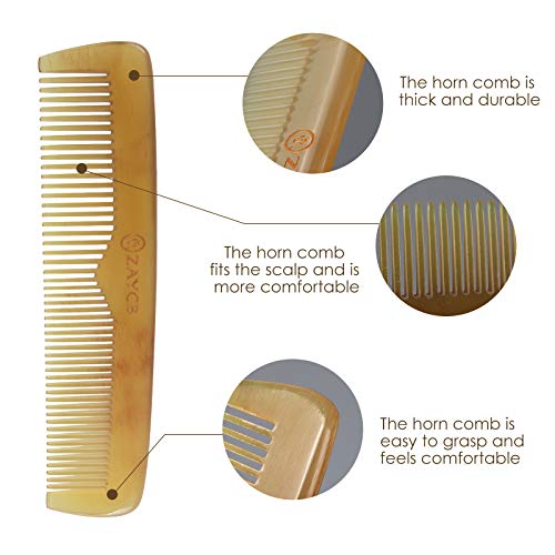 Buffalo Horn Fine Tooth Comb - Anti-Static Hair Detangler for All Hair Types