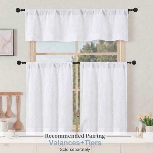 Chyhomenyc 24-Inch Faux Linen Cafe Curtains - 2 Panels, 3D Wave Line Design