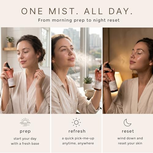 Rose Water Facial Toner Spray 4.7 Fl Oz - Made in USA, Organic & Calming