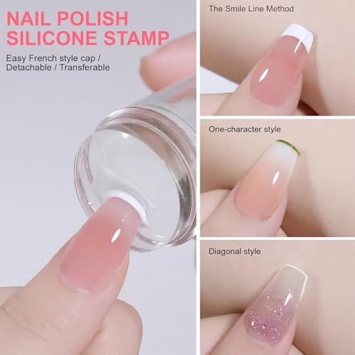 French Tip Nail Stamp Kit - 7 Pcs Silicone Tool Set for DIY Manicure