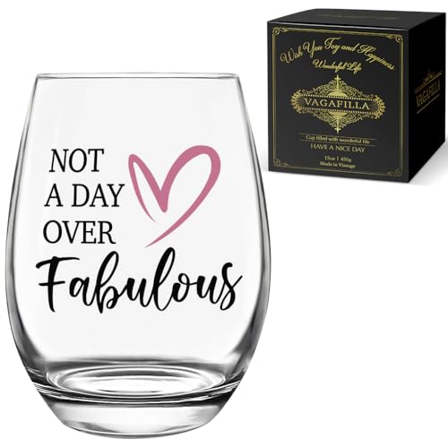 Not a Day Over Fabulous Stemless Wine Glass - 15oz Gift for Her