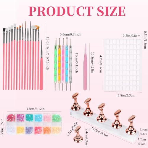 Vivinin 25PCS Professional Nail Art Tool Set with Brushes & Accessories