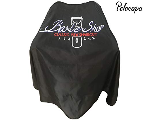 Pelocapa Barbershop Pattern Barber Cape, 63x56 in Waterproof Haircut Cape with Snaps