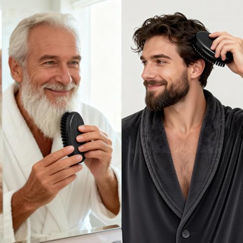 Natural Boar Bristle Beard Brush for Men | Wooden Handle, Travel Size