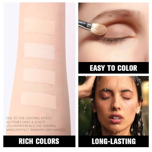 HHLTOH 0.21oz Light Beige Nude Pink Ivory White Eyeshadow Palette A-10# | Natural Matte & Shimmer Quad for Everyday Makeup
