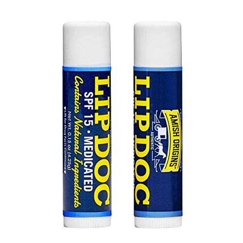 Amish Origins Medicated Lip Balm SPF 15 - 0.15 Ounce (Pack of 2) - All-Natural Moisturizer for Chapped Lips