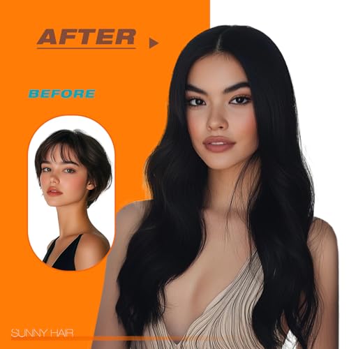 Sunny Hair Tape in Hair Extensions Human Hair 22inch Hair Extensions Real Human Hair Tape in Extensions Jet Black Tape in Extensions for Women 20Pcs 50g