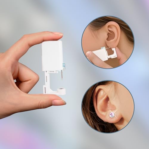 Taojiangyaoyao 24 Pieces Ear Piercing Kit with 8 Ear Studs & Guns, Disposable Gold Home Piercing Set Including Cotton Pads & Variations
