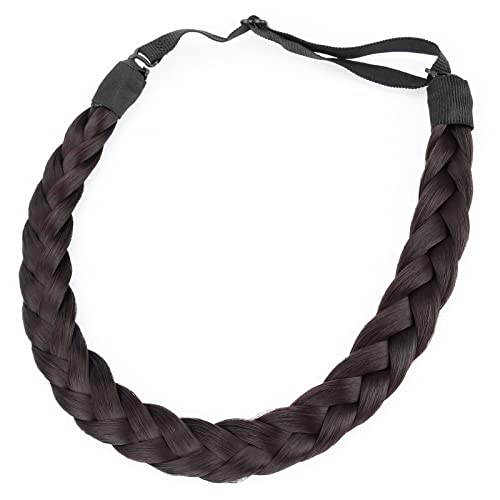 DIGUAN Braided Fishtail Headband - Synthetic Heat-Resistant Dark Chocolate