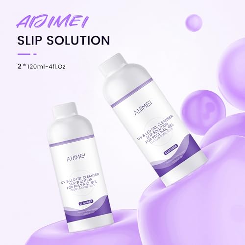 AIJIMEI Poly Gel Nail Slip Solution Set - 2 x 120ml Cleanser & Tools