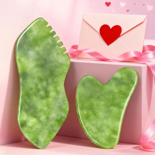 Airogym 2-Piece Authentic Jade Gua Sha Set for Facial Sculpting and Massage