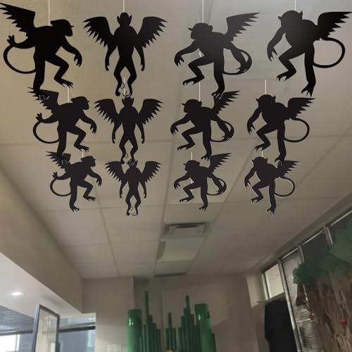 Wizard Hanging Monkey Decorations - 12 Pcs Black Garland for Parties