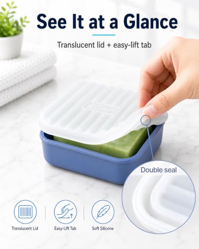 Square Travel Soap Case - Silicone Holder for Bar Soap