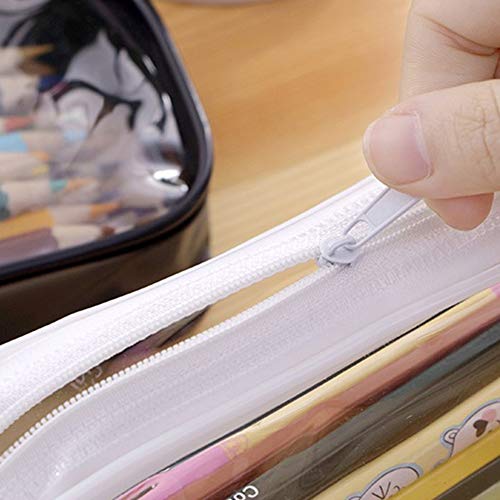 2-Pack Clear PVC Zipper Pencil Case - Cosmetic & Travel Bag