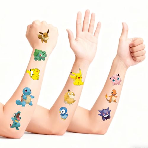 20 Pcs Pokemon Temporary Tattoos for Kids - Fun Party Favors