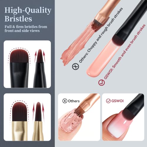 Black 2 Pcs Nail Brush Set for Polygel, French Tip & Clean Up, Builder Gel
