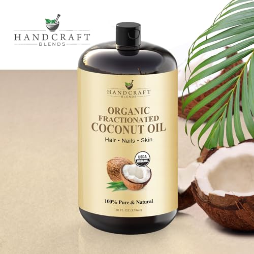 Organic Fractionated Coconut Oil 28 Fl Oz - Pure, Versatile Carrier Oil for Skin, Hair & Aromatherapy (Pack of 1)