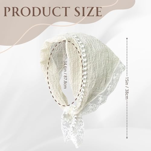 3 Pcs Lace Triangle Headscarf Set - White, Blue & Black Hair Accessories