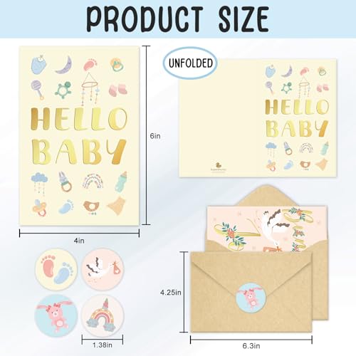 SuperShunhu 24 Pack Baby Shower Greeting Cards with Envelopes