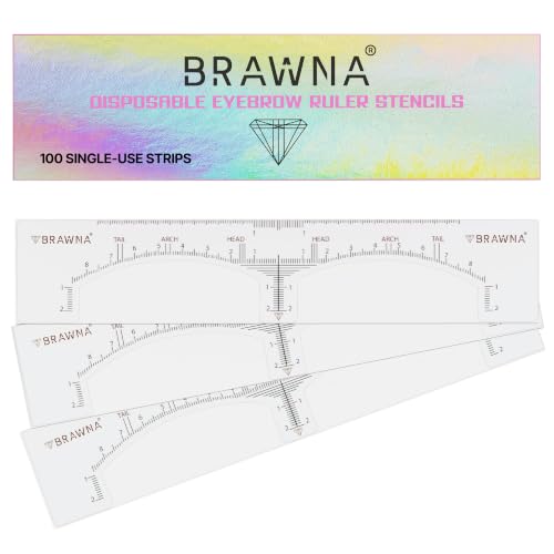 Brawna Eyebrow Ruler Stencil Kit - 120 Pcs Disposable Adhesive Shapers