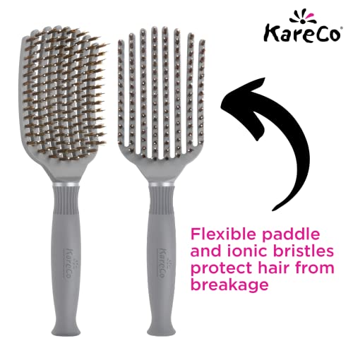 KareCo Premium Tangle Buster Hair Brush Gray - Travel Detangler for All Hair Types